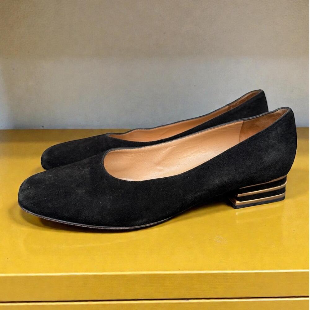 Vintage 90s Suede Pumps | Bruno Magli Made in Italy Block Heeled Flats | Sz 7.5